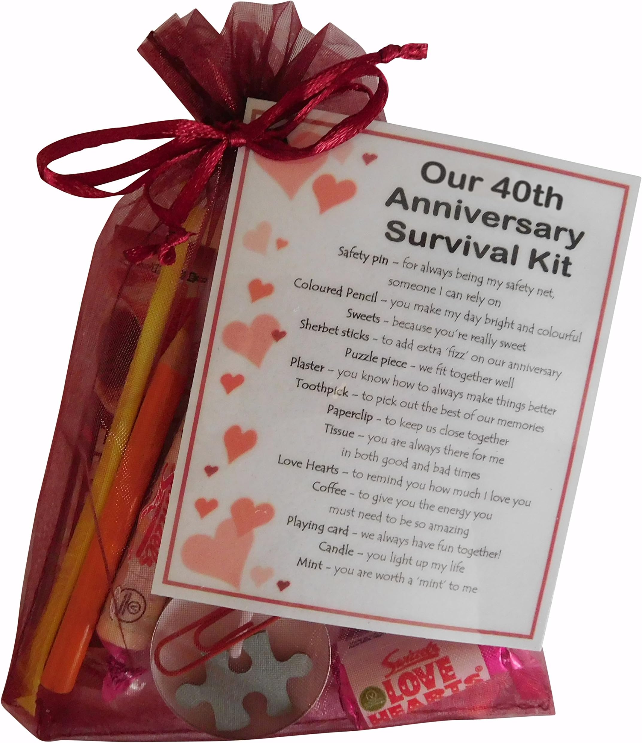 SMILE GIFTS UK 40th Anniversary Survival Kit Gift (Great novelty present for ruby anniversary, fortieth anniversary for boyfriend, girlfriend, husband, wife)