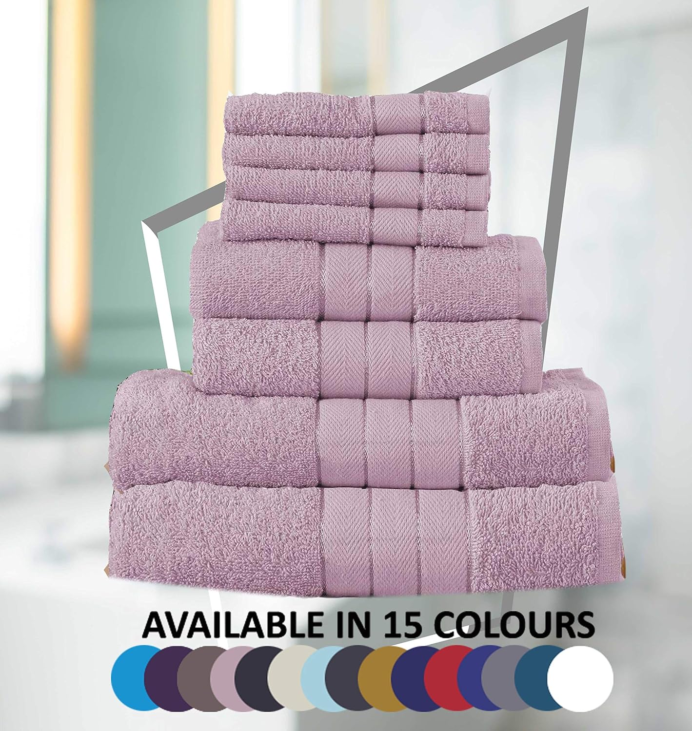 Midland Beddings 8 Piece Bale Cotton Towel Set, Multiple Colours in 400