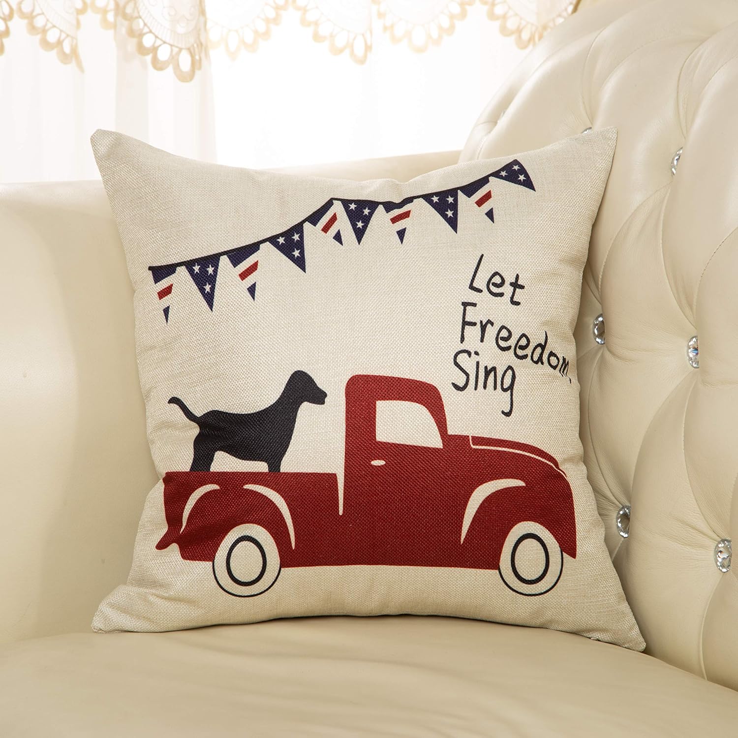 Amazon Com Fjfz July 4th Farmhouse Decorative Throw Pillow Cover