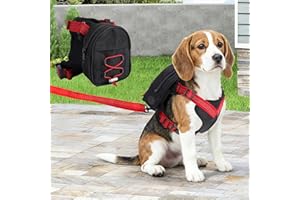 MOYSOON Dog Backpack Harness with Reflective Leash, Built in Poop Bag Dispenser, Adjustable Backpack for Small Dogs, Detachable Dog Back Pack for Outdoor Adventures, Puppy Training, Walking(Black,Medium)