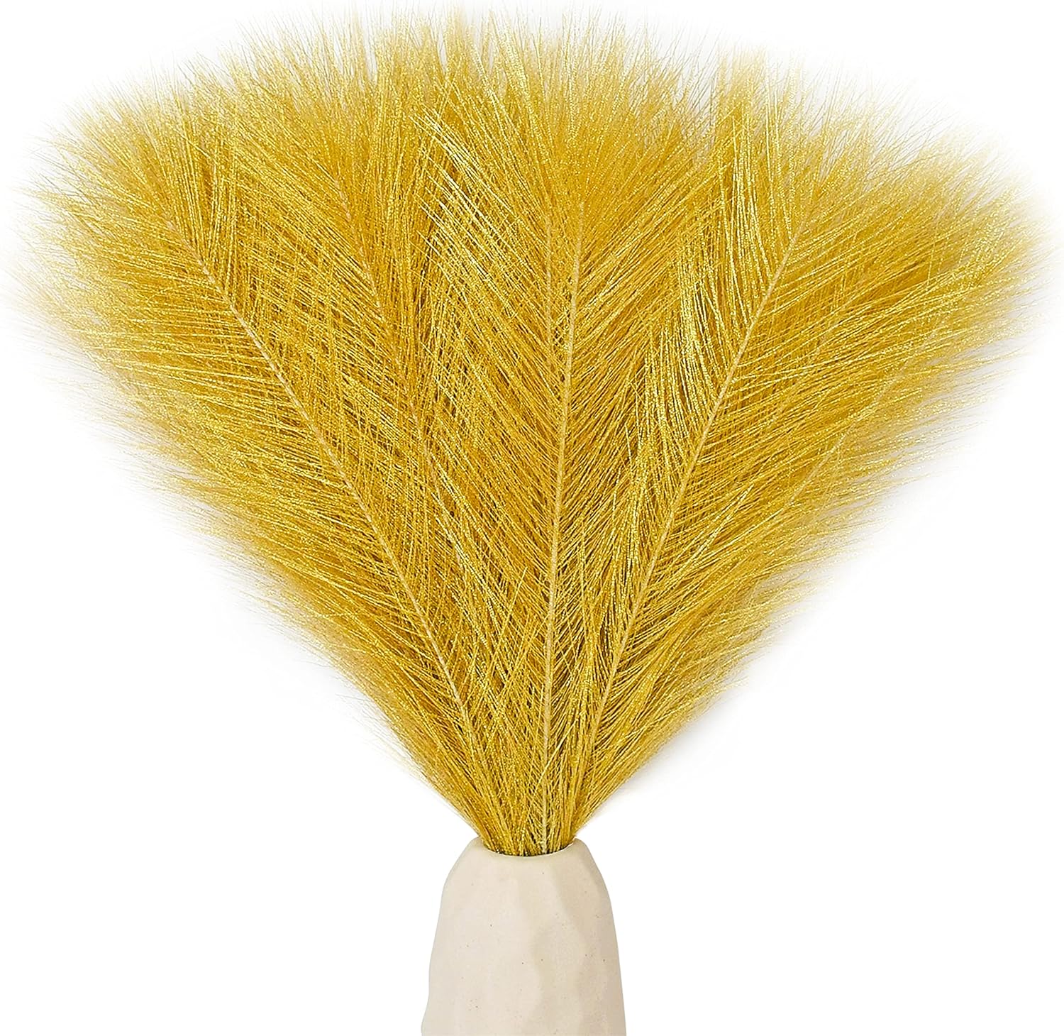 Dried & Preserved Flora - Mandy's 20pcs Gold Silk Pampas Grass Artificial Flowers 18