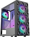 MOROVOL PC Case Pre-Install 4 RGB Fans, ATX Gaming