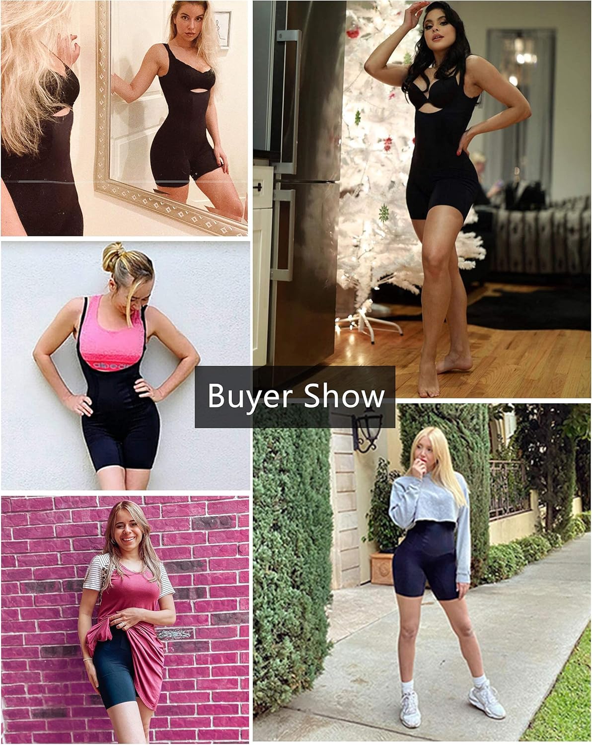 SHAPERX Tummy Control Shapewear for Women Seamless Fajas Bodysuit Open Bust Mid Thigh Body Shaper Shorts at  Women’s Clothing store
