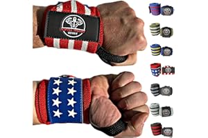 Swoll Daddy Wrist Wraps - 18" Premium Grade with Thumb Loops - Wrist Support Brace - Men & Women - Strength Training, Crossfit, Powerlifting, Weight Lifting (USA Theme)