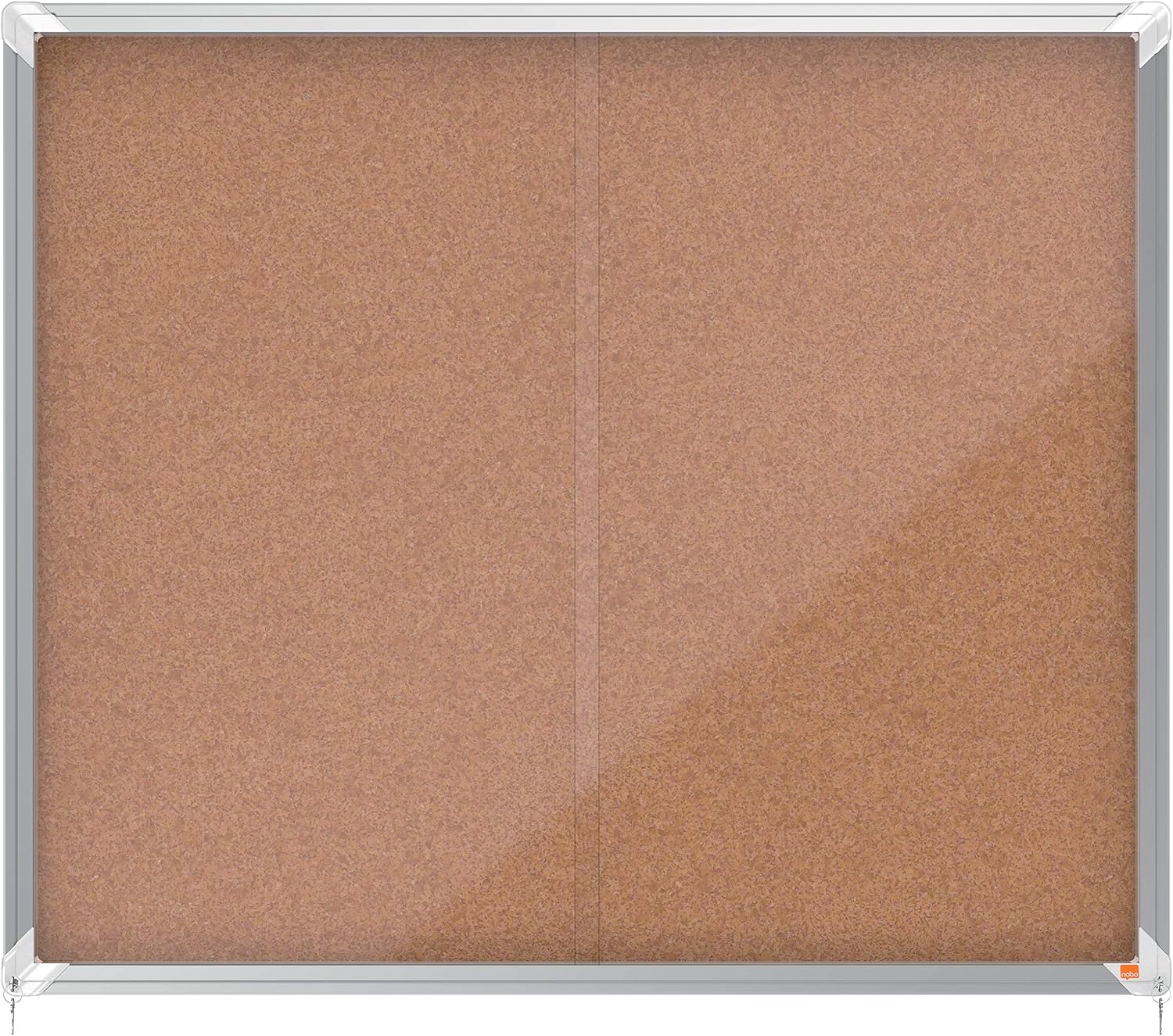 Nobo Cork Lockable Notice Board With Sliding Glass Door, 15 x A4, Premium Plus, Brown, 1915332, Drab, 18 x A4