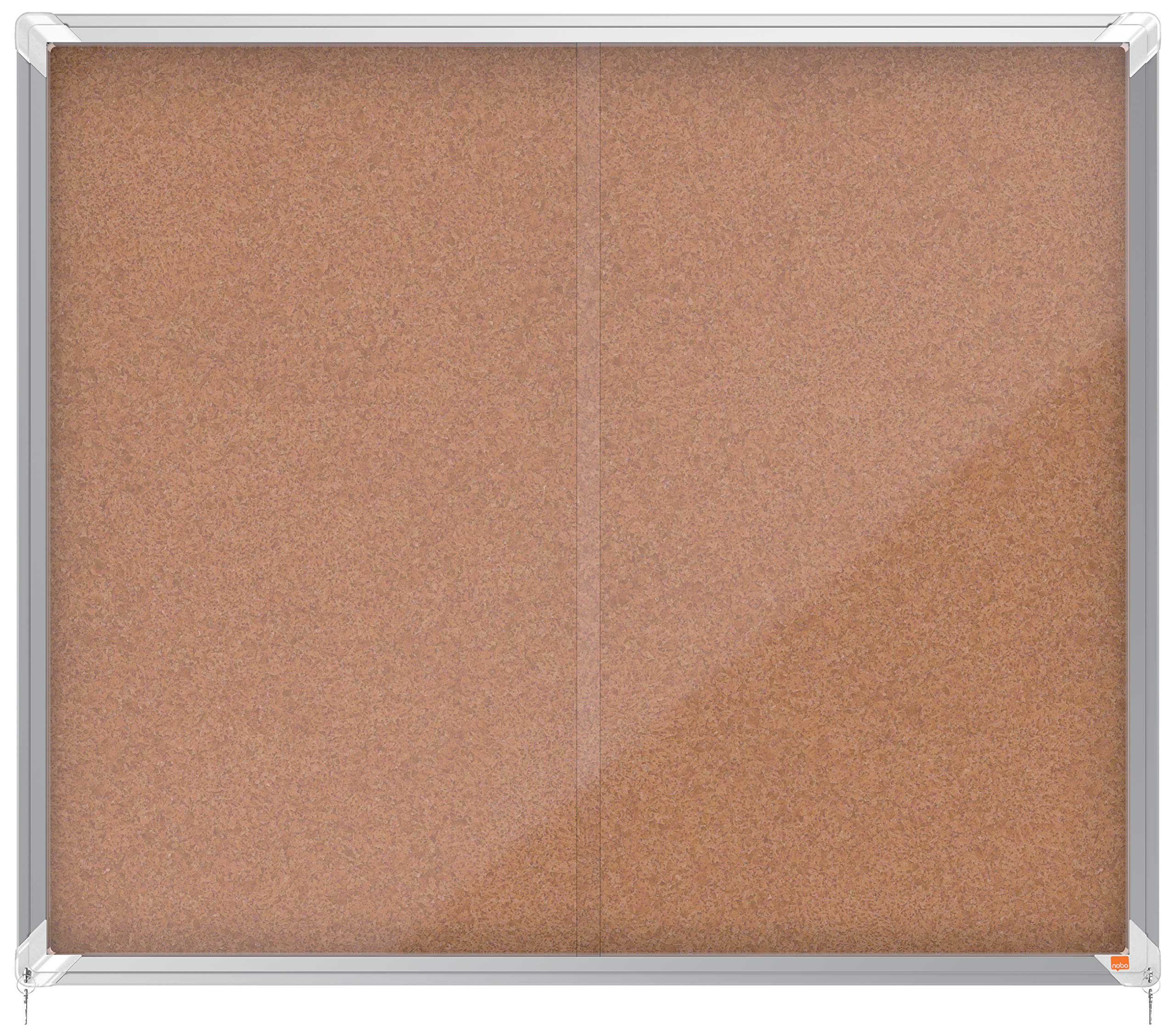 Nobo Cork Lockable Notice Board With Sliding Glass Door, 15 x A4, Premium Plus, Brown, 1915332 — image 1