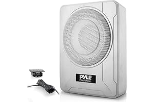 Pyle 8" Powered Underseat Subwoofer – 600W Slim Low-Profile Active Subwoofer with Built-in Amp, Water-Resistant Car/Truck/Boa
