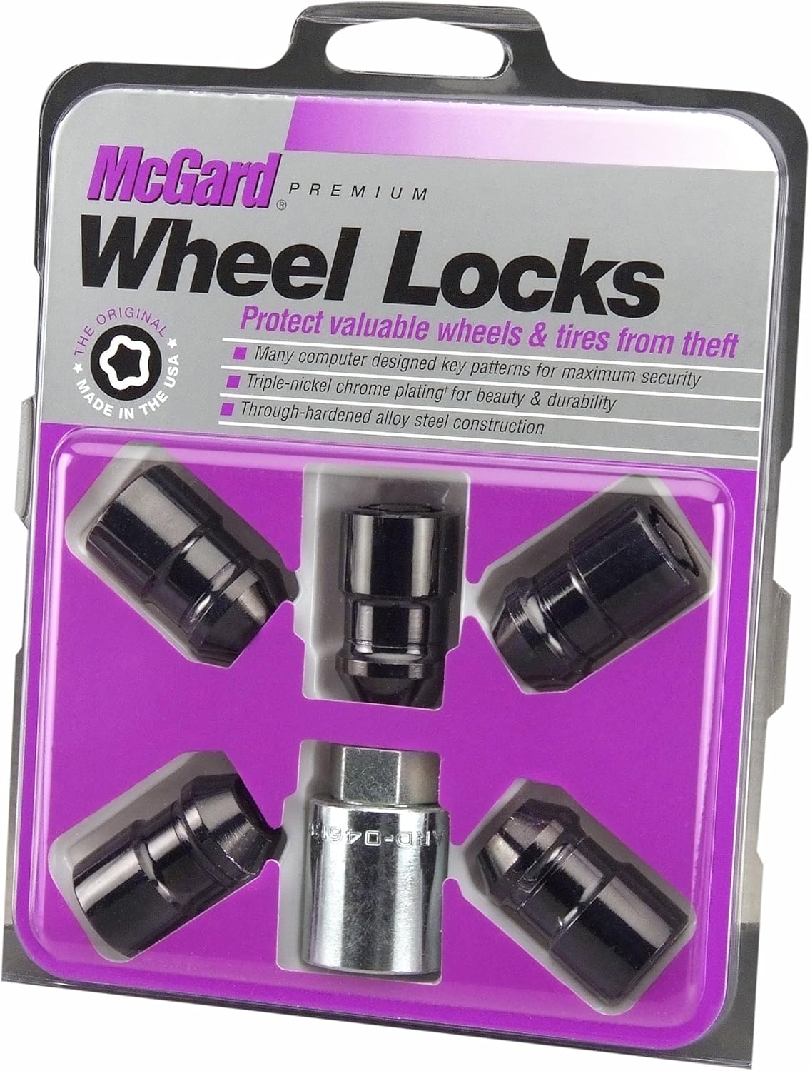 McGard 24548 Black Cone Seat Wheel Locks(1/2"-20 Thread Size) - Set of 5: Automotive