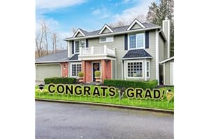 RUODON Congrats Grad Yard Signs 2025 Graduation Yard Signs Graduation Waterproof Lawn Decorations with Stakes for Graduation Party Outdoor Lawn Decorations, Black Gold