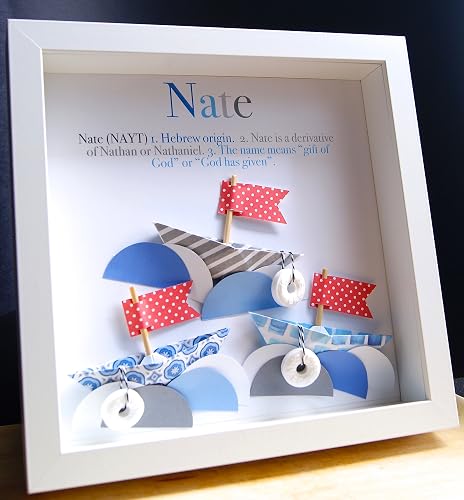 Personalized Name Origin And Meaning Baby Gift Paper Boats Nautical