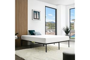 Amazon Basics Sturdy Heavy-Duty Non-Slip Platform Bed Frame Twin Size Storage, Steel Slat Support, Noise Free, Easy Assembly, 14 Inch Black