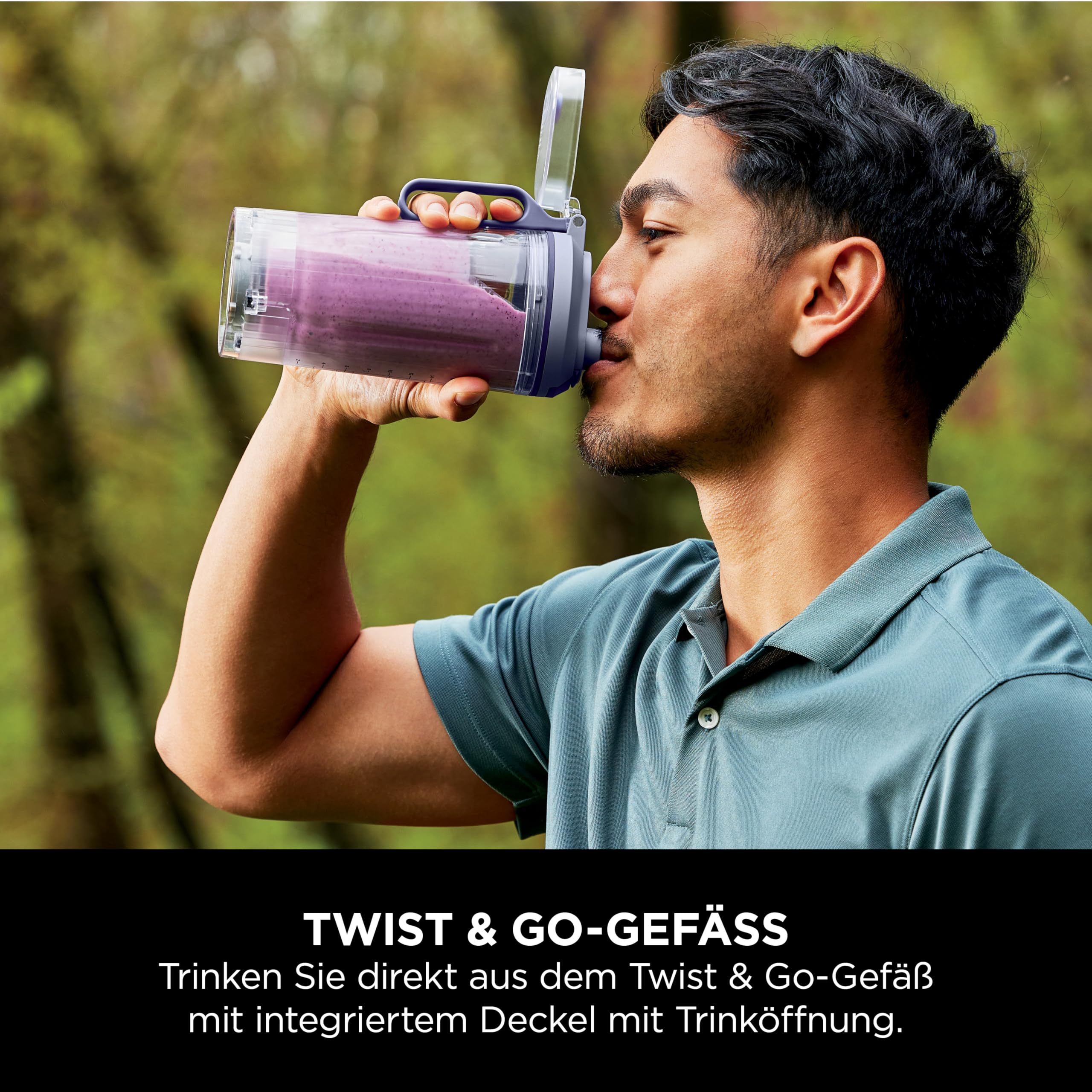 Ninja Blast Max Tragbarer Mixer/Blender/Smoothie Maker, 2 x 570 ml, wiederaufladbar, Mixbecher & auslaufsicherer Deckel, 3 Funktionen, Smoothies, Proteinshakes, Lavendel/Silber BC251EULS 8