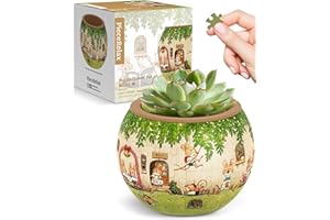 PieceRelax 3D Puzzle Planter - Smart - Happy Reading - Danish Folklore Style, Home Decor Flower Pots for Indoor Cactus, Succulents Pots [K1102]