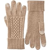 RYYOYY Luxurious Women's 100% Cashmere Gloves Touchscreen with Long Ribbed Cuffs for Winter Keep Warm