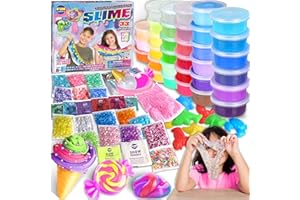 FUN KIDZ 33 Cups Jumbo Slime Kit for Kids, FunKidz Premade Ultimate Slime Pack to DIY Soft, Cloud, Clear, Butter, Glitter, Glow in Dark Slime Making Kit Party Favors Gift Toys for Girls and Boys