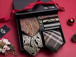Hi-Tie 3 Pcs Gift Box Mens Tie Set Necktie with