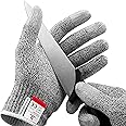NoCry Cut Resistant Gloves with 3 Touchscreen Capable Fingers; Food Grade, Ambidextrous with Level 5 Protection and Superior 