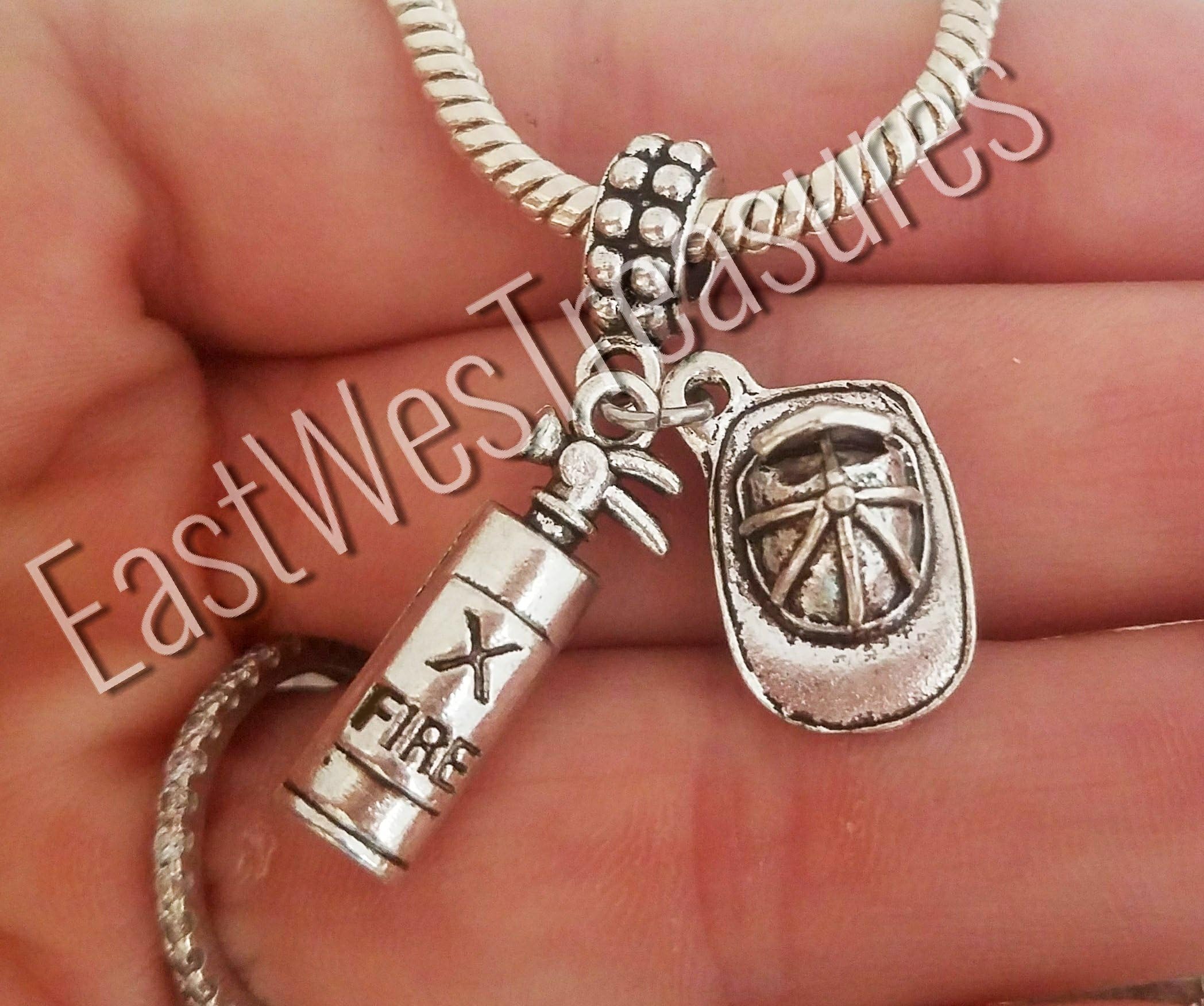 Fireman Firefighter helmet Charm Bracelet, Necklace, Keychain - Jewelry Gift for Men Women