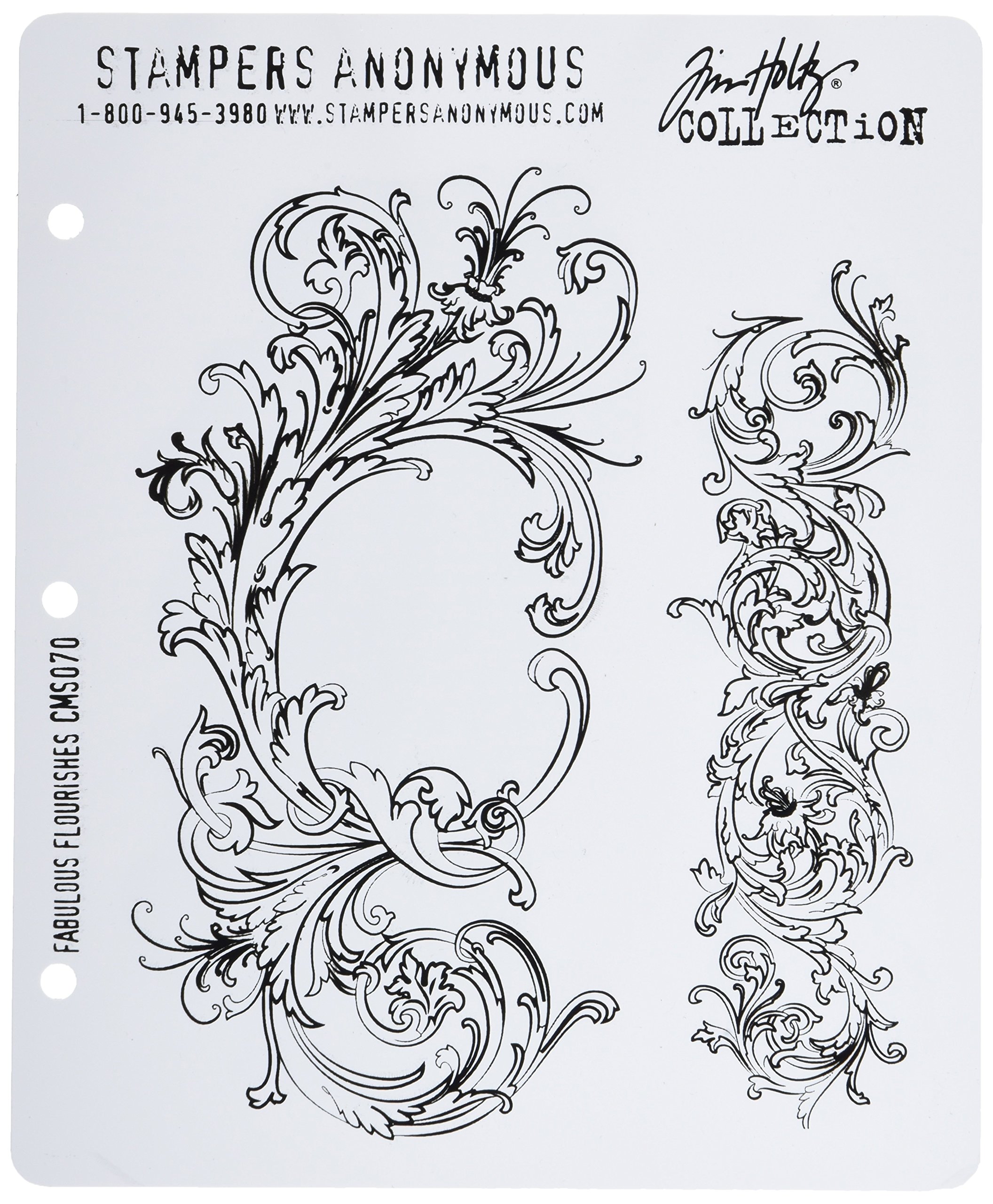 Tim Holtz Cling Stamps 7"X8.5", Fabulous Flourishes
