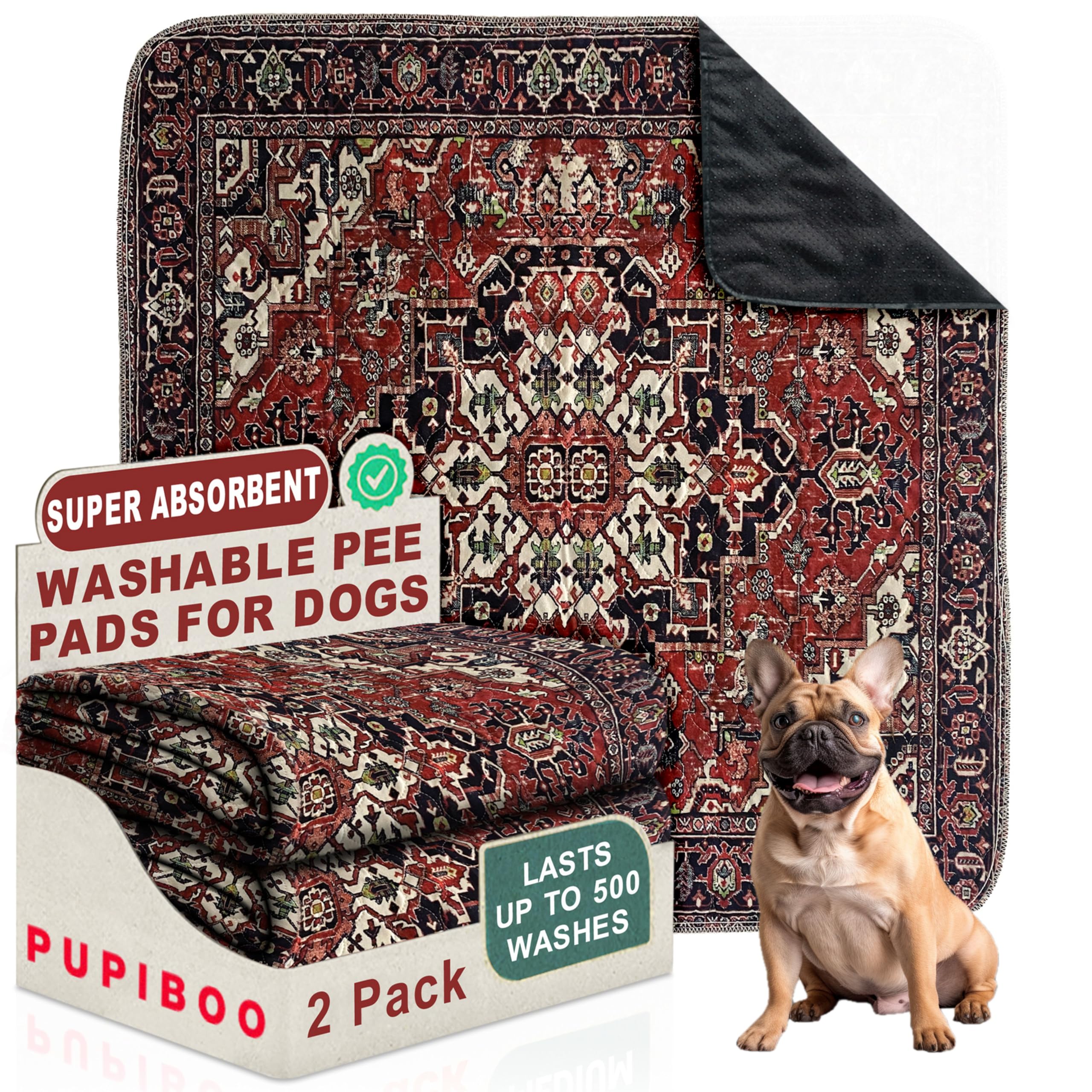 Photo 1 of PUPIBOO Washable Pee Pads for Dogs - Super Absorbent Reusable Puppy Training Pads - 100% Waterproof, Leak-Proof & Non-Slip Whelping Pads for Pet Housebreaking