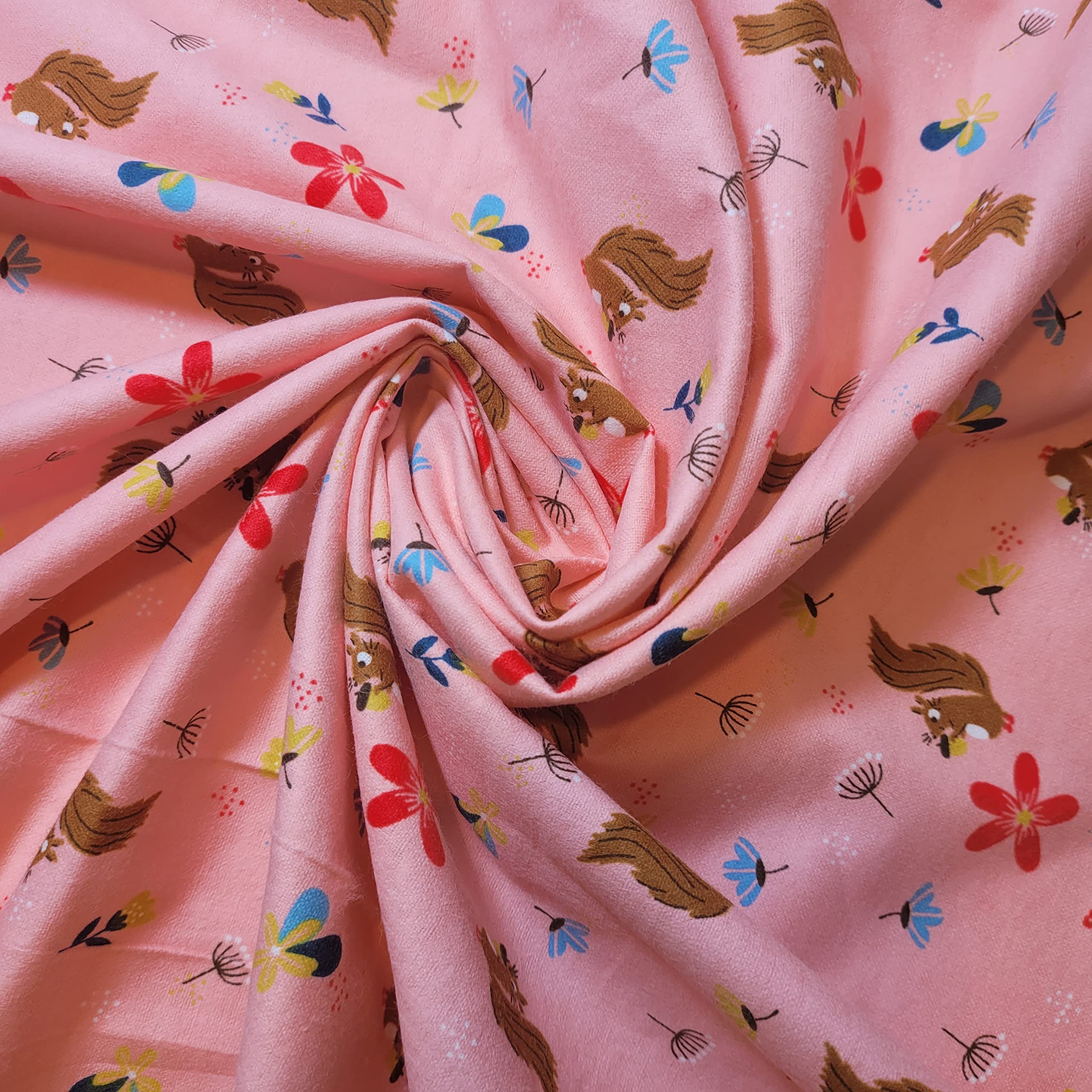 New 100% Brushed Cotton Flannel Fabric Tartan Winceyette Craft Dress Material 44" - 112 cm Wide Sold As 1 Meter Pre - Cut Lengths (Walnut Squirrel)