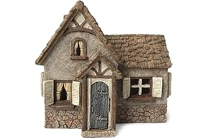 Marshall Home and Garden Tudor House Cottage Brown 7 x 7 Resin Stone Outdoor Statue with Opening Door