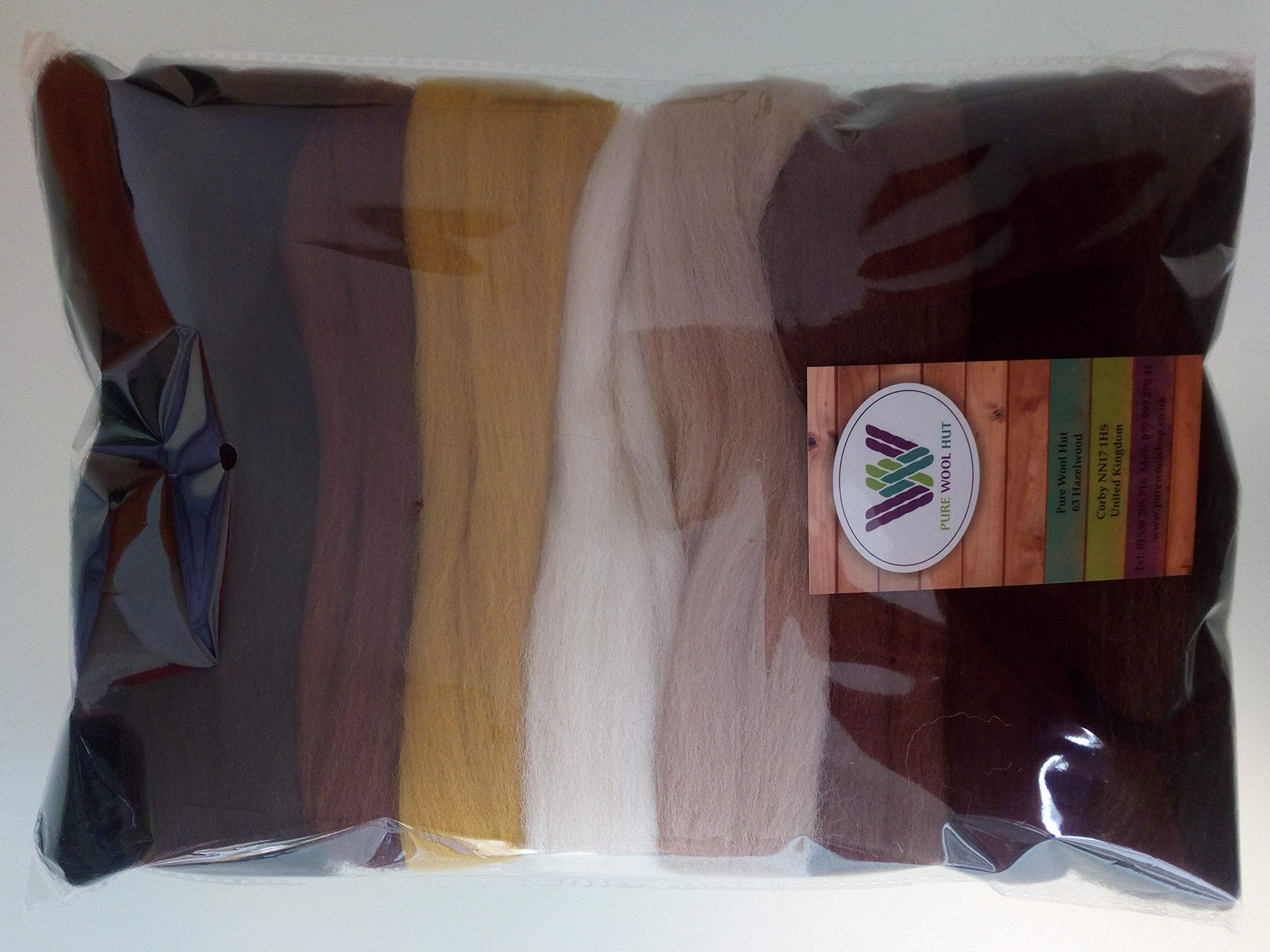 Assorted Colours* 100% Merino Wool Tops for Wet & Dry Felting, Packs of 90 Grams (Brown 90 g)
