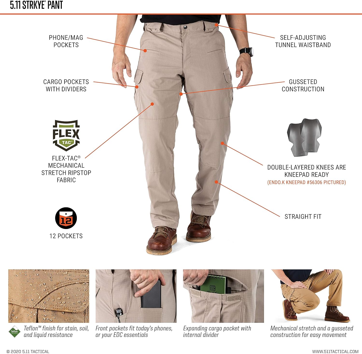 5.11 Tactical Men's Stryke Operator Uniform Pants w/Flex-Tac Mechanical Stretch, Style 74369: Clothing