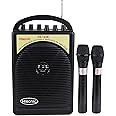 HS122B-HH Portable Lithium Battery Rechargeable PA (Public Address) System with Dual Channel & 2 Wireless Microphone System (2 Handhelds, Black)¡­