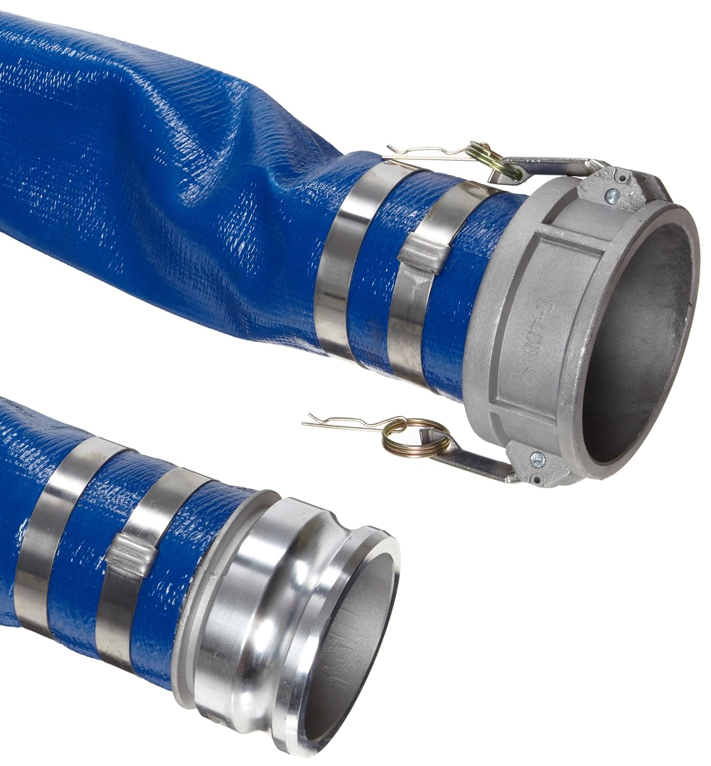 Goodyear EP Spiraflex Blue PVC Suction/Discharge Hose Assembly, 4Inch Aluminum Cam and Groove