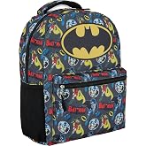 DC Comics Kids Batman Backpack - Batman, Superman, The Joker Superhero Bookbag for Boys Girls Toddlers and Adults - Laptop and Lunchbox Compatible School Bag (Batman Black)