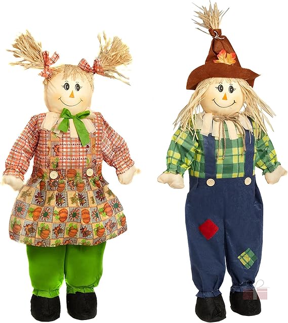 Sitting Scarecrow Set, Girl and Boy 36 Inches Amazon.co.uk Garden & Outdoors