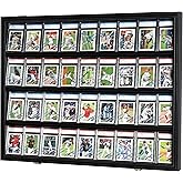 DisplayGifts Pro-Collector's Graded Sports Card Display Case for Football Baseball Basketball Hockey Comic Trading Cards, 98% UV Protection High Transparancy Acrylic Door (Black Finish)