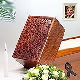 Artisans Crafted Premium Rosewood Decorative Hand Carved Wooden Urns | Carved with Precision | Memorial Wooden Urns for Loved Ones | Nagina International (X-Small)