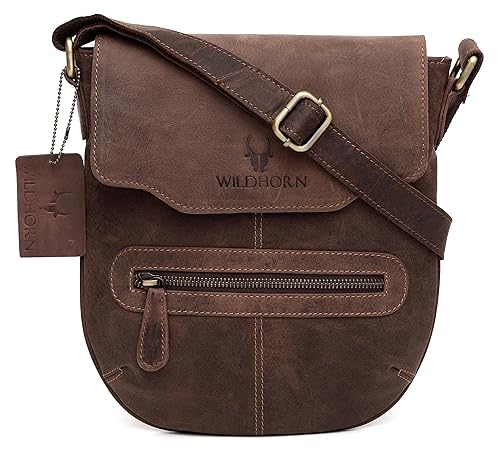 WildHorn Mens Urban Edge Vintage Leather Messenger Bag (Brown)