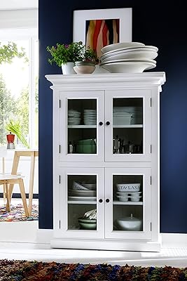NovaSolo Halifax Pure White Mahogany Wood Kitchen Pantry Unit
