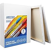 FIXSMITH Stretched White Blank Canvas - 12 x 16 Inch, Bulk Pack of 8, Primed, 100% Cotton, 5/8 Inch Profile of Super Value Pa