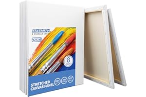 FIXSMITH Stretched White Blank Canvas - 12 x 16 Inch, Bulk Pack of 8, Primed, 100% Cotton, 5/8 Inch Profile of Super Value Pa