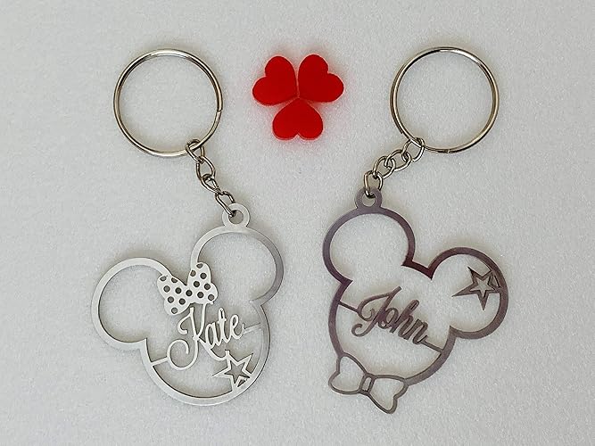 Personalised Mickey Mouse Keychain Minnie Mouse Keyring Disney Theme