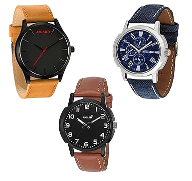 Analog Multi Colour Dial Watches for Men - Set of 3 Tn&Bb&Br