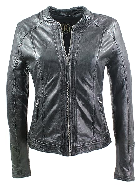 RICANO GIMA, Slim Fit Damen Lederjacke aus Lamm Nappa Echtleder in Schwarz und Braun