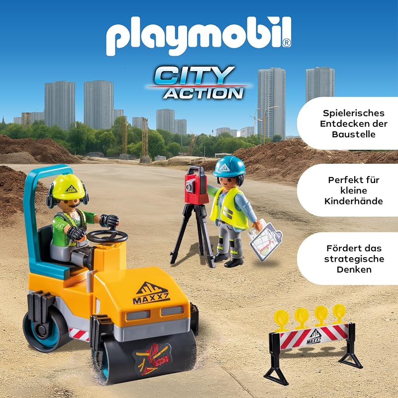 | City Action | Straßenbaustelle | Baustellenspielzeug | Baustellen Spielset | Spielzeug für Kinder ab 4 Jahren | 71751