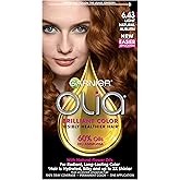 Garnier Olia Ammonia Free Permanent Hair Color, 100% Gray Coverage (Packaging May Vary), 6.43 Light Natural Auburn, Red Hair Dye, Pack of 1