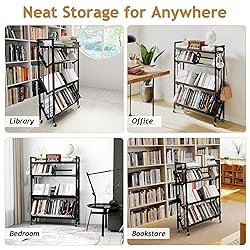 ybaymy Book Carts with Wheels Library Rolling Book