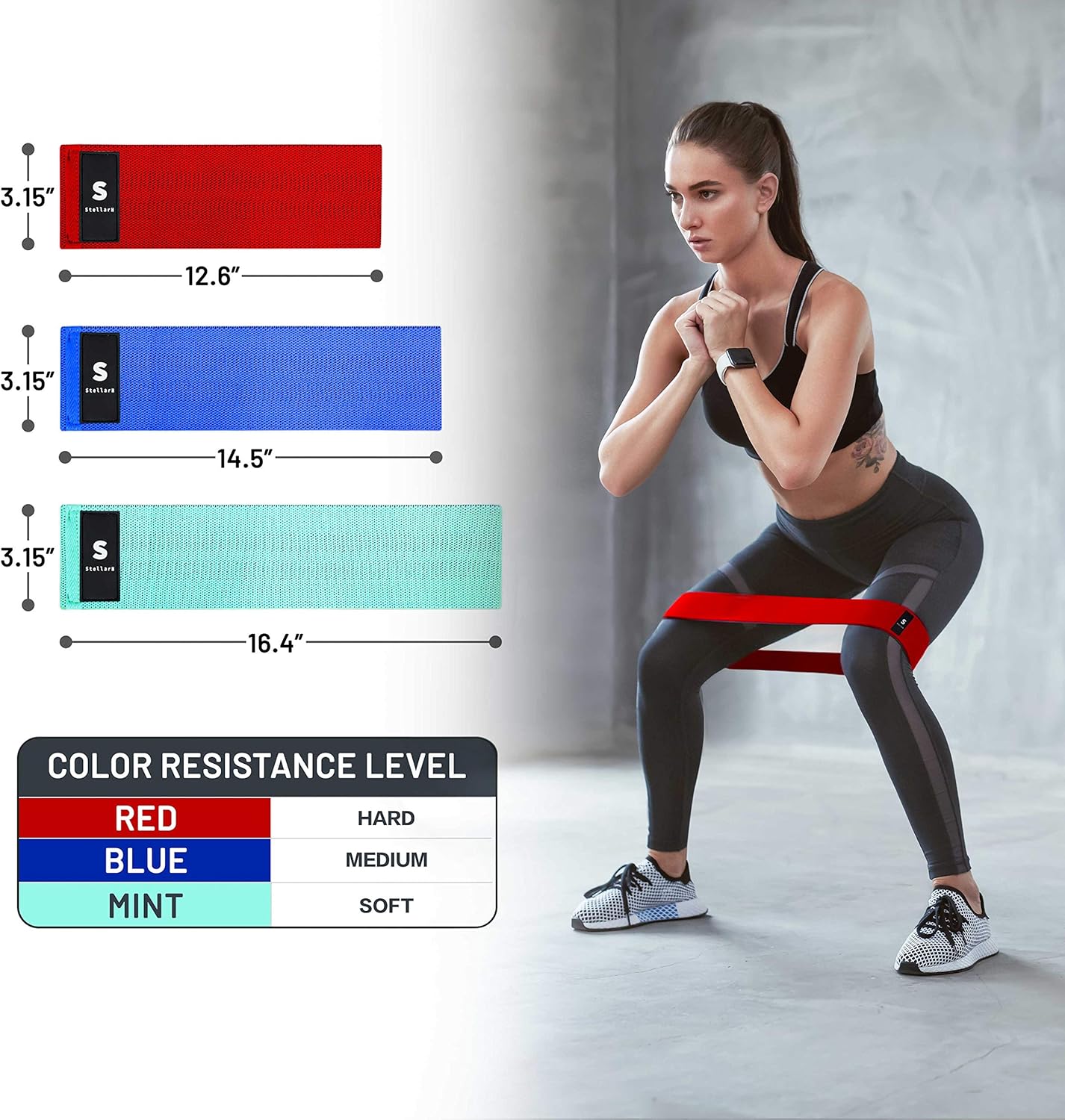STELLARH Core Workout Home Gym Set! Full Body Workout Home Exercise Equipment with Ab Roller Wheel, 5lb Dumbbells Set of 2 Free Weights, Booty Band Fabric Resistance Bands and Jump Rope for Fitness : Sports & Outdoors