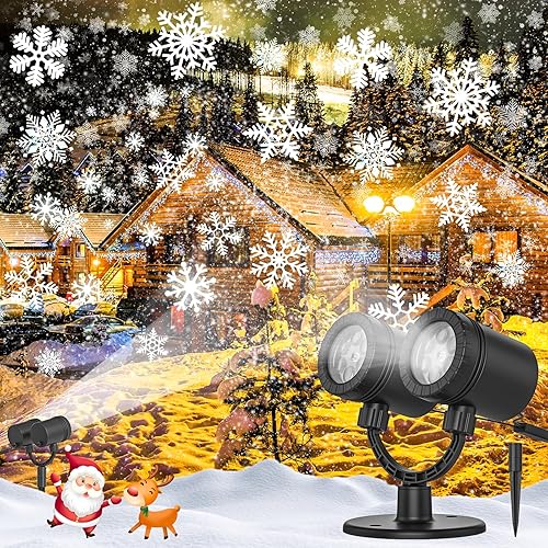 SZGIARUY Christmas Decorations Outdoor Projector LED Double Head Projector Waterproof Outdoor Christmas Decorations Lights for Yard Party Home [Energy Class A]