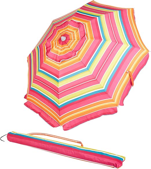 Amazonbasics Beach Umbrella Pink Yellow Striped Amazon Ca Patio Lawn Garden