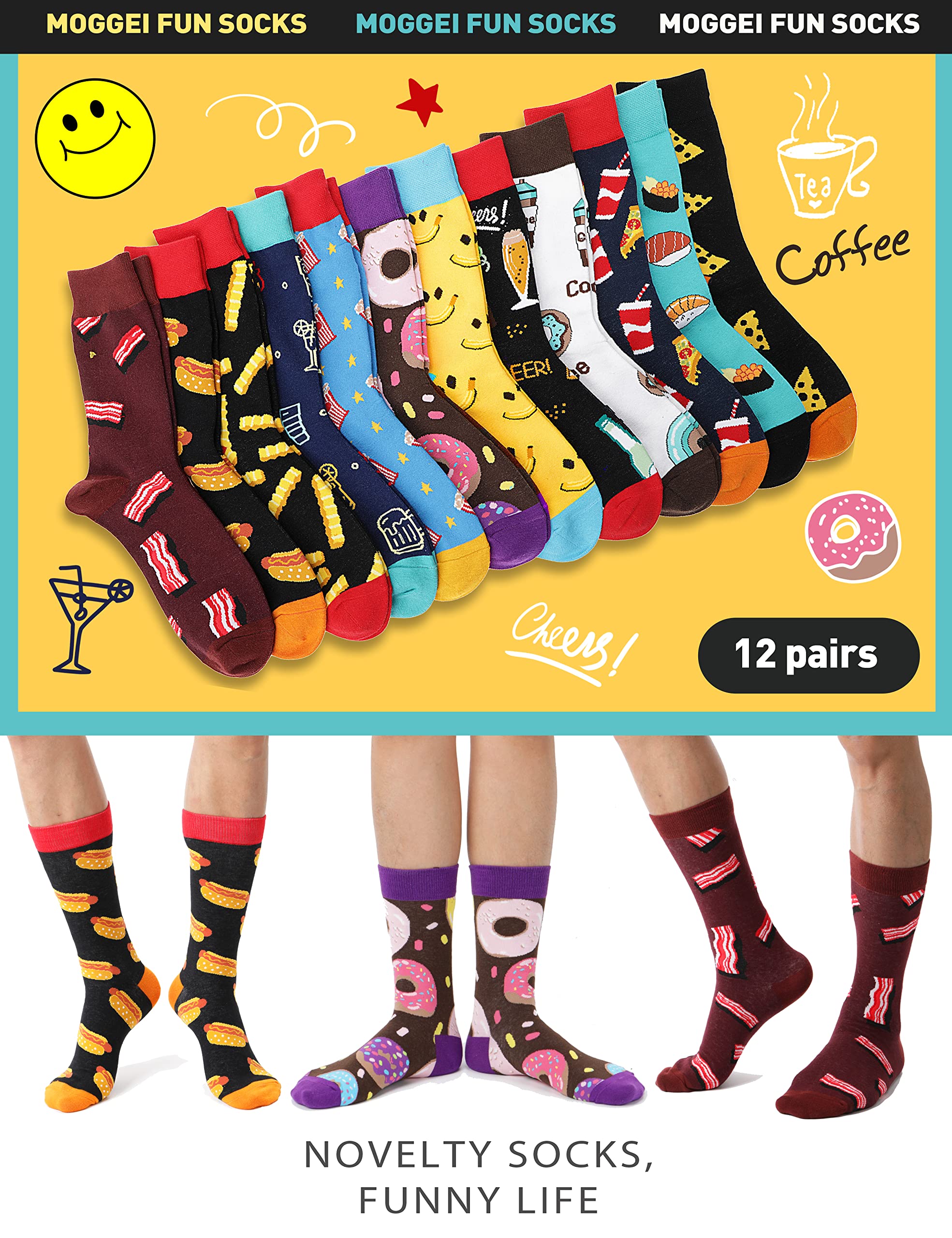 MOGGEI Funny Socks for Men Women Fun Cozy Crazy Novelty Fashion Breathable Printed Cotton Boot Socks