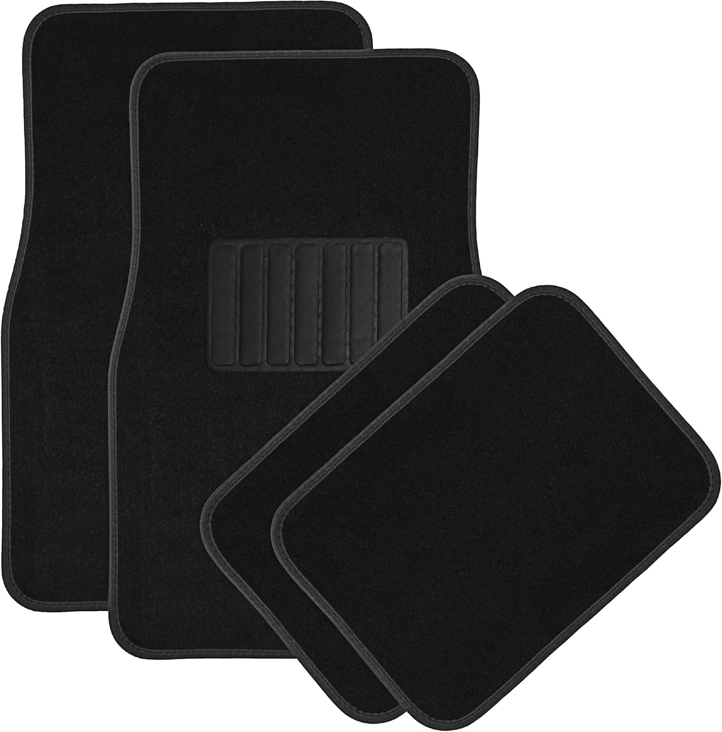 OxGord Universal Fit Front/Rear 4-Piece Full Set Heavy Duty Economy Carpet Floor Mat - (Black)