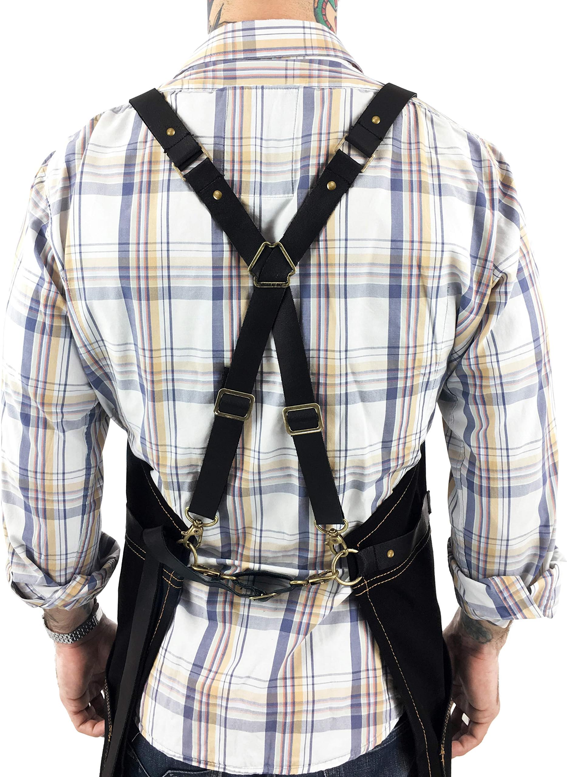 Under NY Sky Cross-Back Leather Straps Cargo Apron